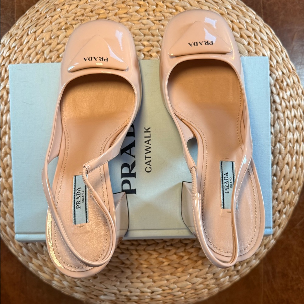 Prada Patent Leather Nude Slingback Pumps - Picture 7 of 16